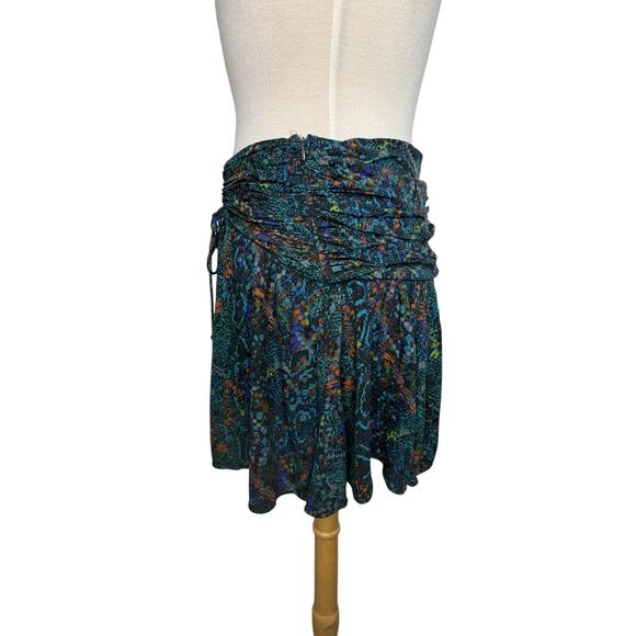 FREE PEOPLE Saturday Sun Mini Skirt in Who Is She Teal Print Size 6 #OB1227062 - Picture 2 of 9